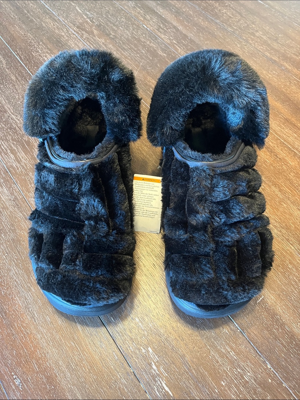 CROCS Black Fuzz Lined Slide Clogs